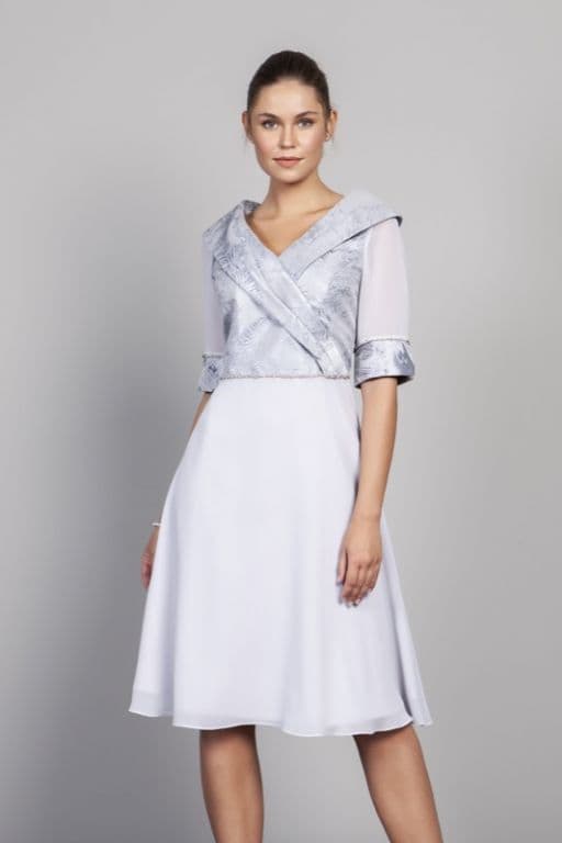 LIZABELLA SILVER CHIFFON DRESS