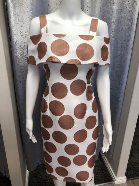 bronze polka dot dress