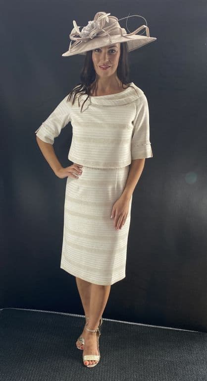 cream dress and jacket